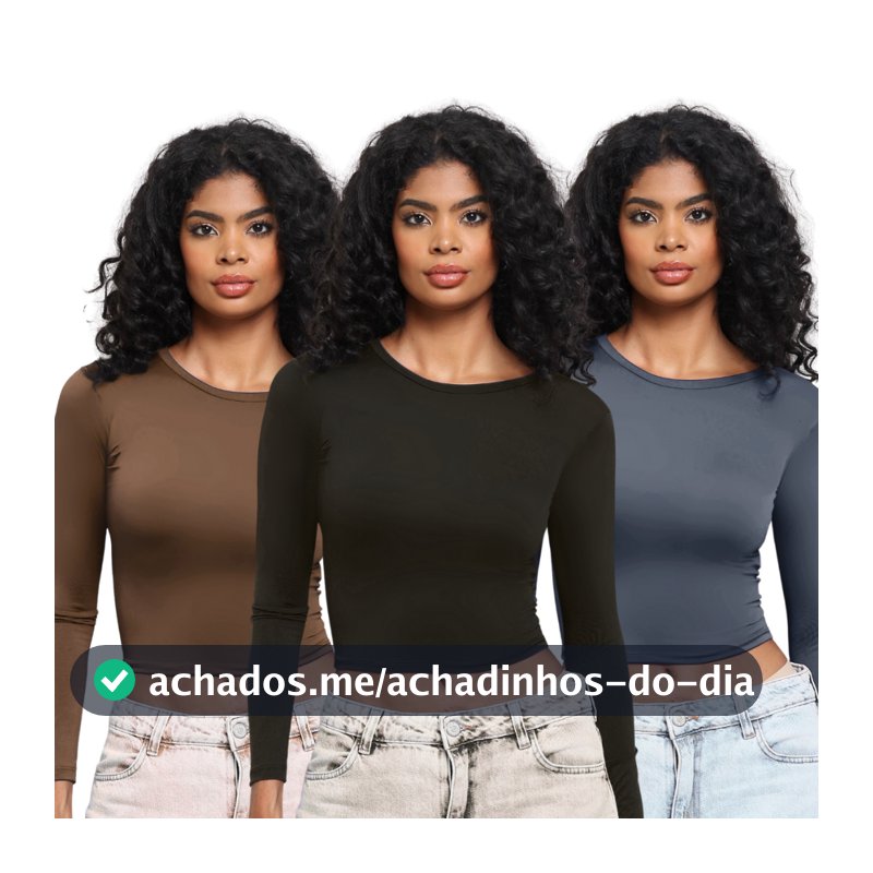 KIT 3: Blusa Feminina de Manga Longa - Meia Estação de Compressão Colada