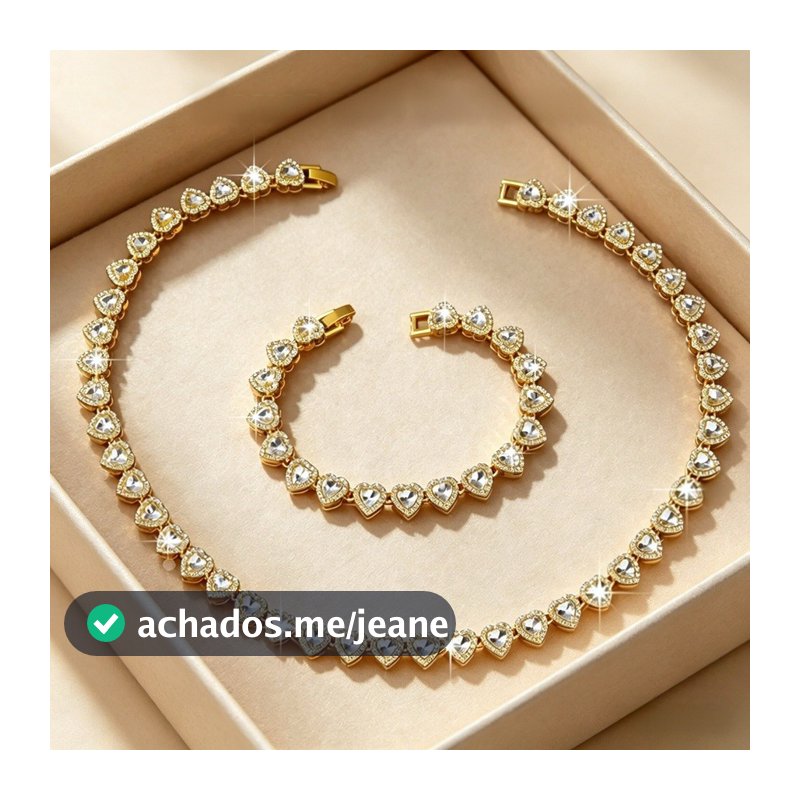 Conjunto De Joias De Aço Inoxidável Com Coração , Colar E Pulseira Antimanchas , Presente De Dia Das Mães Feminino