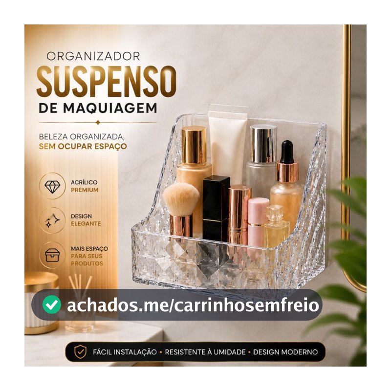 Porta Maquiagem Suspenso Acrílico Premium Organizador de Parede Cosméticos Verde Transparente