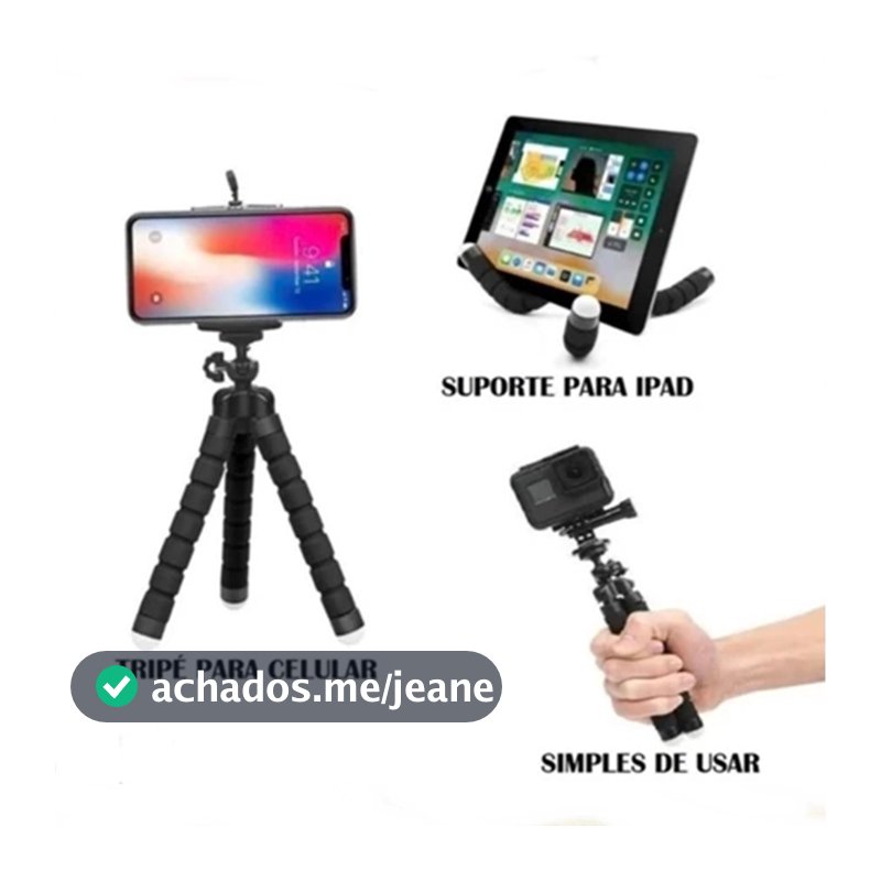 Suporte Mini Tripé De Mesa Polvo Escalável De Esponja Flexível Para Celular Tablet Gira 360º