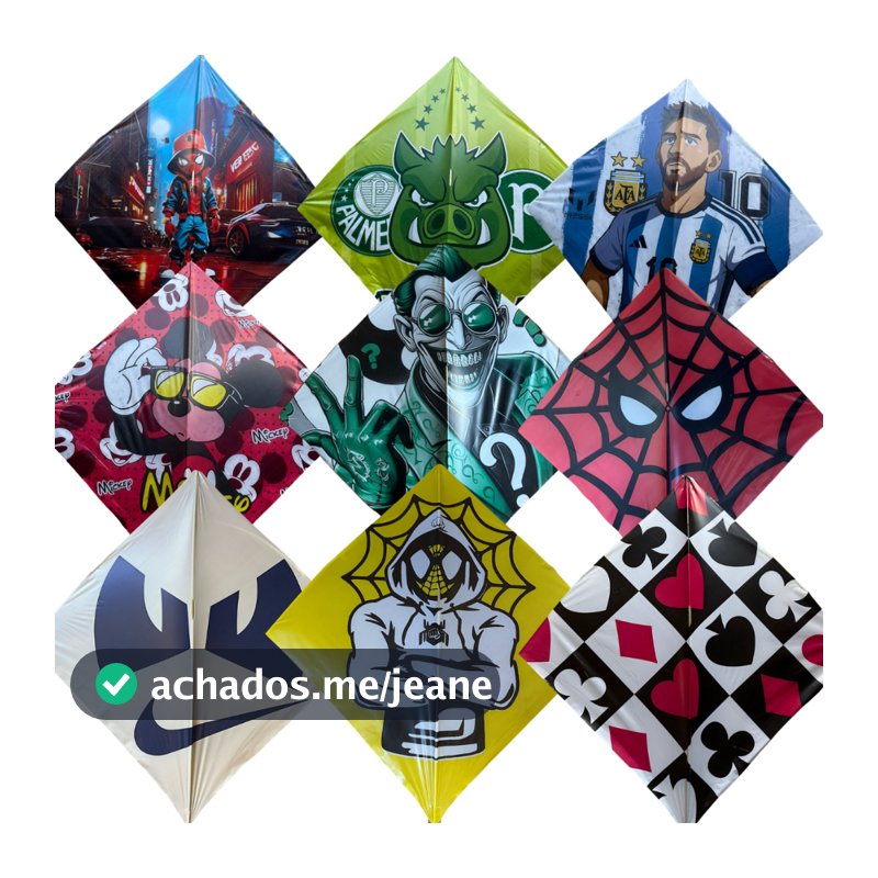 Pipa papagaio Flechinha  38x38cm Plástico  Variados 10, 20, 30 E 40 Unidades