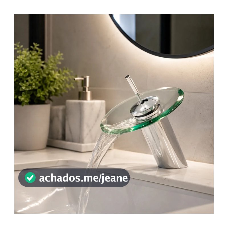 Torneira De Vidro Monocomando Cascata Bica Baixa Banheiro Lavabo