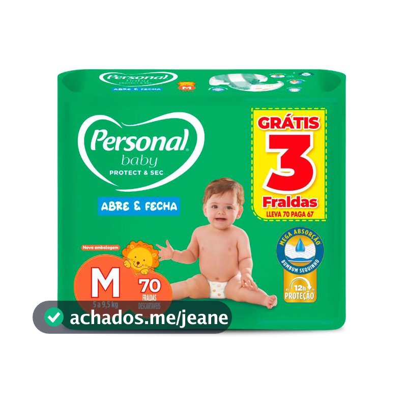 Fralda Personal Baby Protect & Sec Tamanho M Leve 70 Pague 67 Fraldas Descartáveis