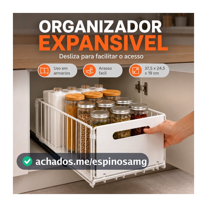 Organizador de Cozinha Deslizante Multiuso Grande Para Armário E Bancada