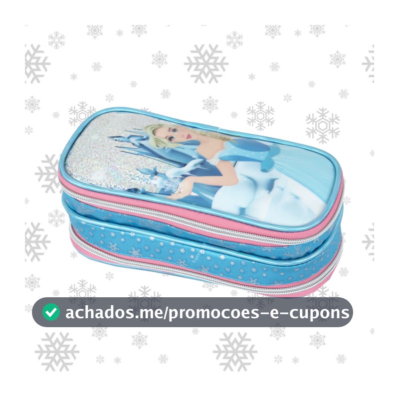 Estojo Escolar Infantil Menina Princesa Frozen com Glitter Duplo