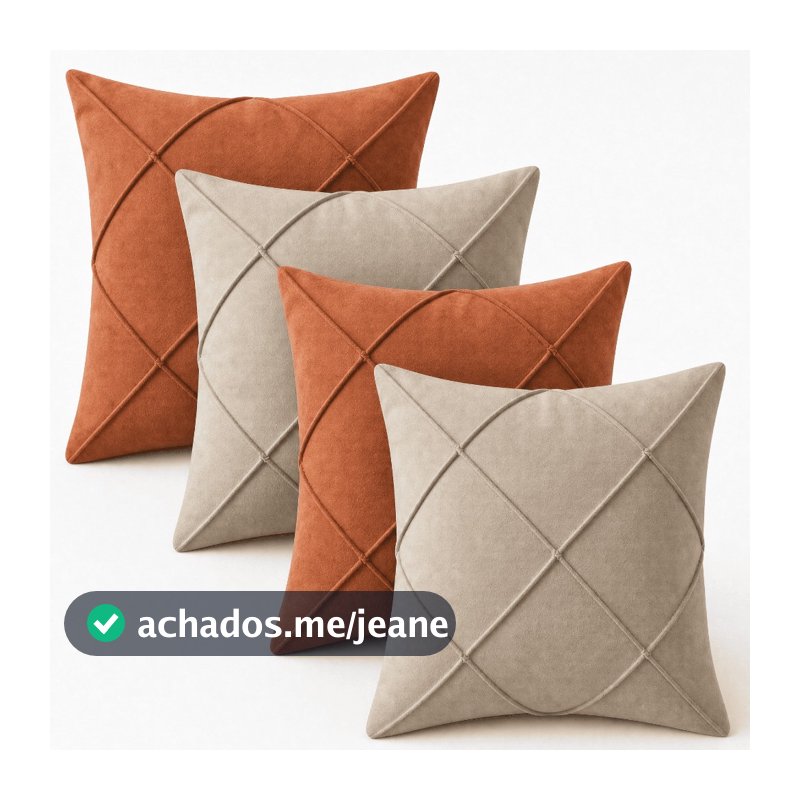 Kit 4 Capas de Almofada 40x40 cm Suede Premium Decorativa Luxo para Sofá Sala Quarto com Zíper