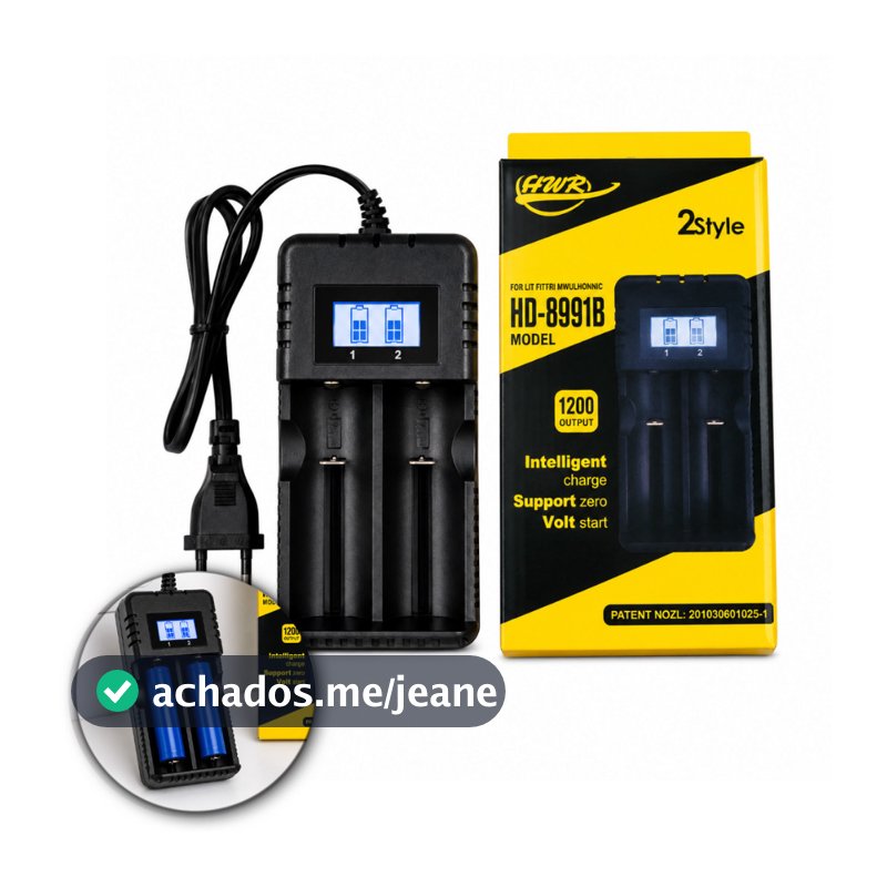 Carregador De Bateria Lanterna Bivolt Display Lcd 2 Baterias AA/AAA 26650-18650-14500-16340