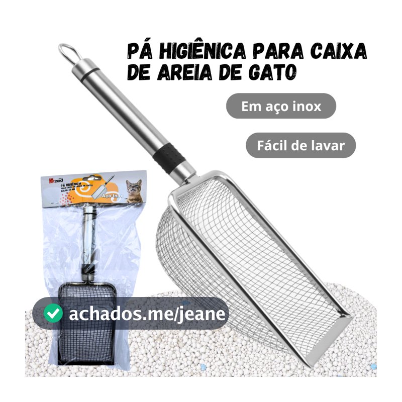 Pazinha Pá Coletora Higiênica Caixa Areia De Gato Aço Inox
