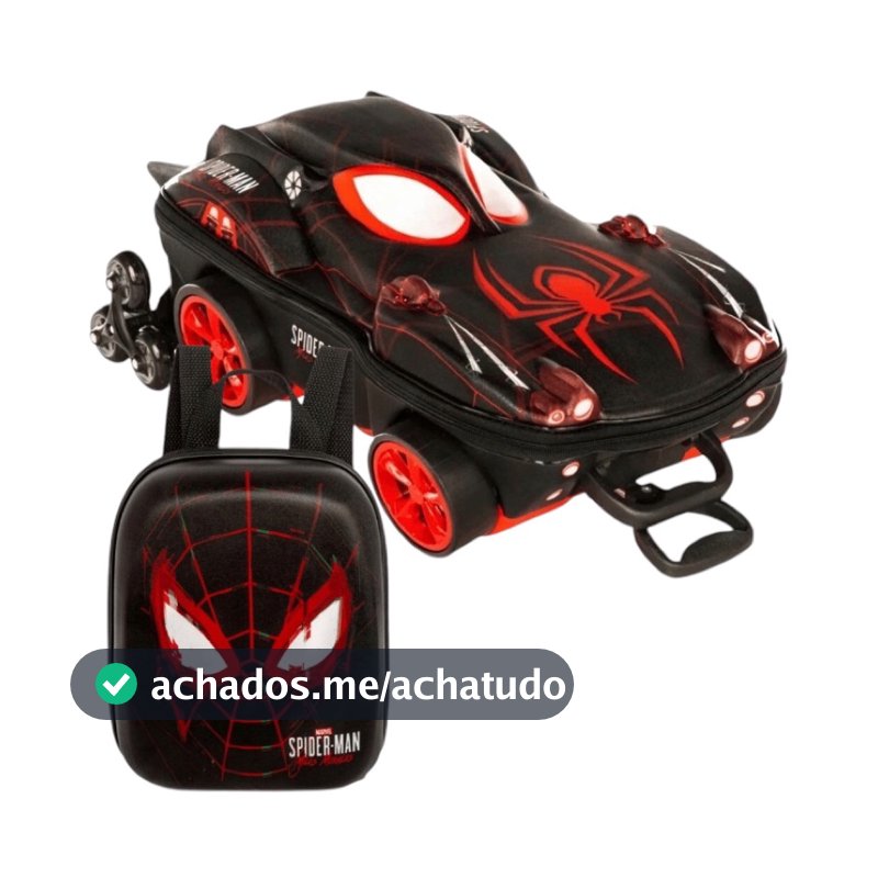 Kit Mochilete 3D com rodinhas e Lancheira Homem Aranha Miles Spider Man MaxToy
