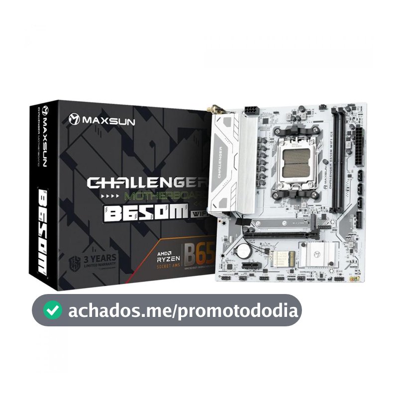 Placa Mãe Maxsun Challenger B650M WiFi Ice V2, Chipset B650, AMD AM5, mATX, DDR5