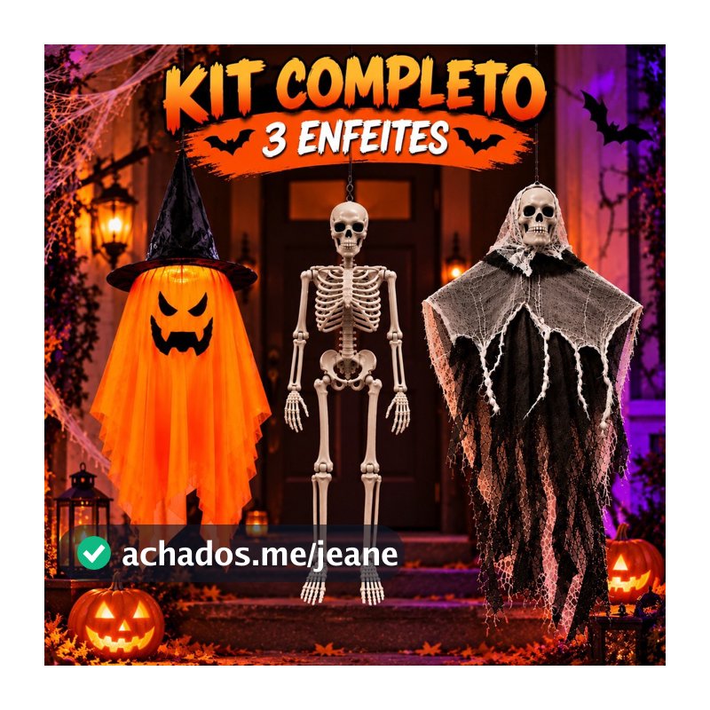 Fantasmas Halloween Decoração Assustadora Completa Fantasma Caveira Esqueleto Suspensos
