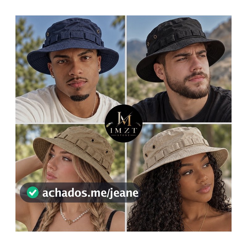 Chapéu Bucket militar tático UV50+ para pesca, camping, trilha e caça – masculino e feminino