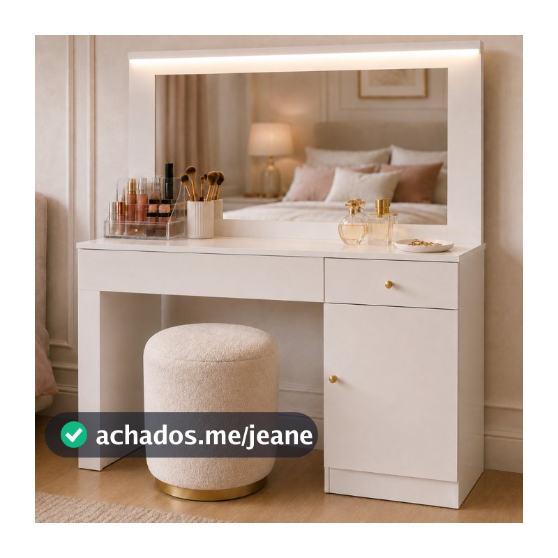 Penteadeira Camarim Makeup Mobler Nina Glamour Organizadora Espelho Led