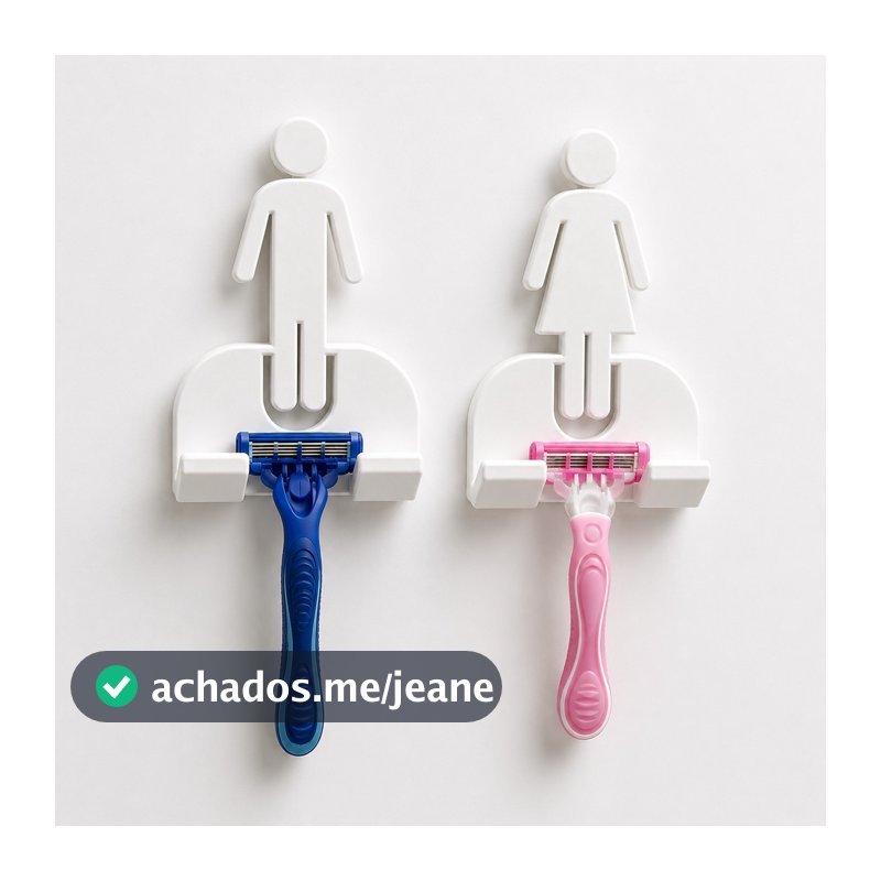Kit 2 Suporte Gillette Parede Fita 3M Porta Barbeador Sem Furo Kit Organizador Banheiro Dele e Dela