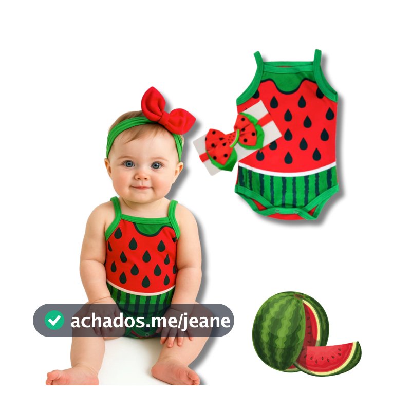 Body Bebê Infantil Menina Mêsversário Temático Melancia Super Confortável Linha Premium