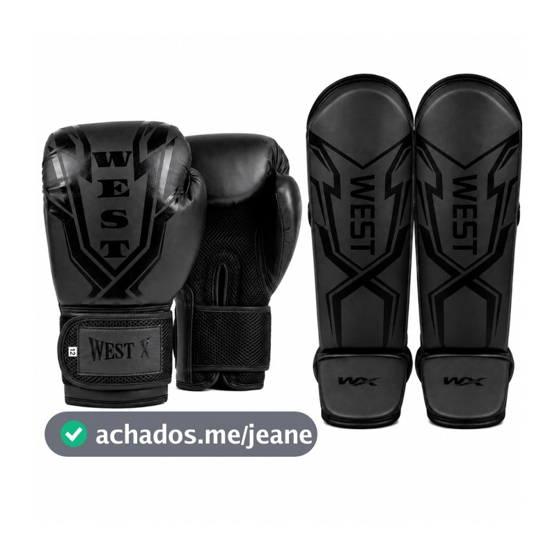 Kit Luva De Boxe Muay Thai Kickboxing + Caneleiras Muay Thai