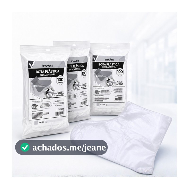Kit 3 Pacotes C/300 Unidades Bota Plástica Pro pé Descartável Impermeável Higiene Proteção