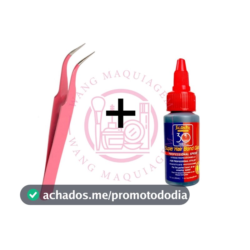 Conjunto Pinça Extensão De Cílios + Super Cola Salon Pro 30ml Para Alongamento