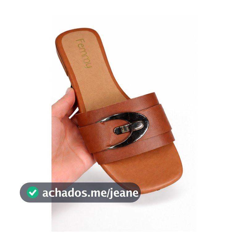 Sandália Rasteira Femmy Confortável Casual Cinto Tala Fivela 062
