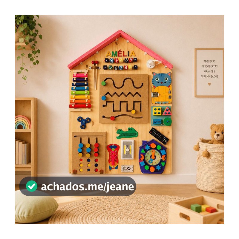 Painel Sensorial Montessori Madeira Coordenação Motora Autismo Brinquedo Desenvolve TDAH Educativo Bebê - Escolha O Seu