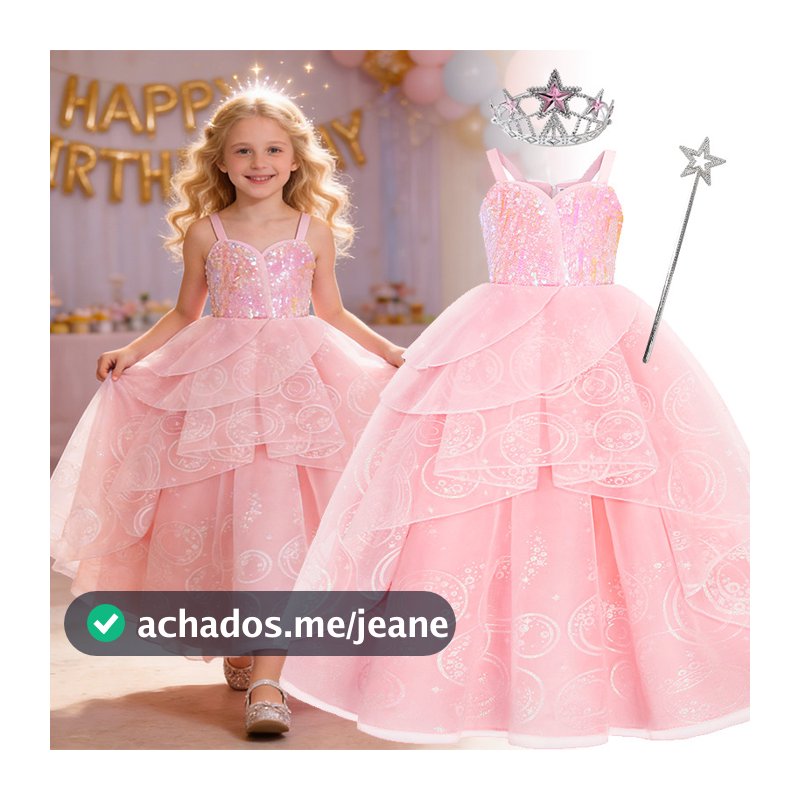 Vestido De Princesa De Luxo Com Lantejoulas Rosa Para Meninas , Formal Sem Alças Crianças , Fantasia De Carnaval