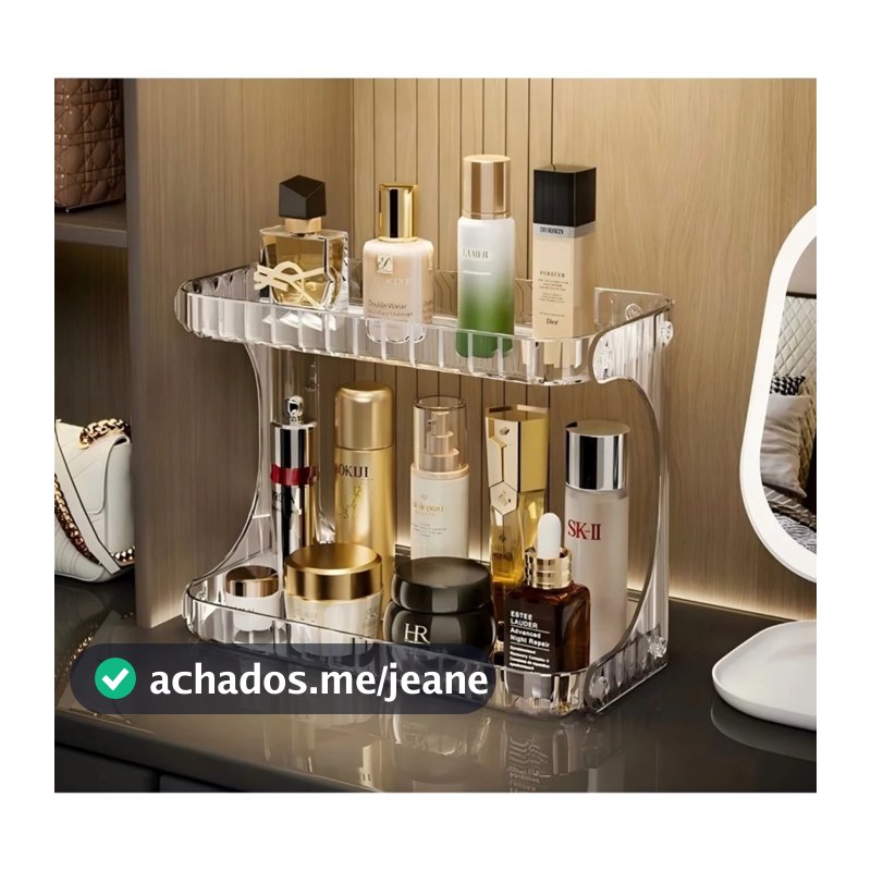 2 Camadas Prateleira Organizador Diamante Acrílico Porta Maquiagem Suporte Multiuso De Mesa