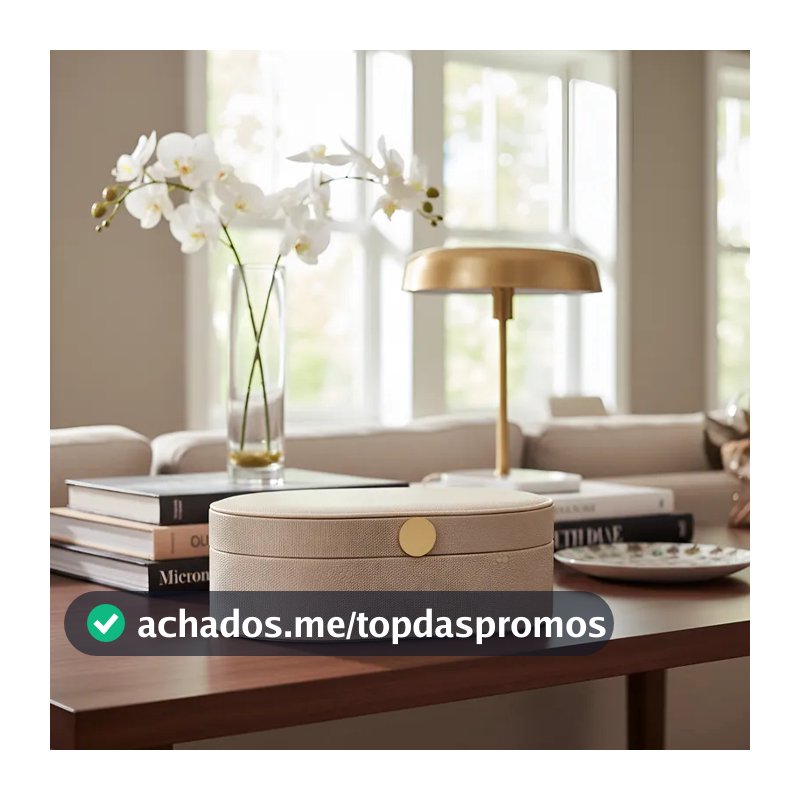 Caixa Decorativa MDF Porta Objetos Revestimento Em Tecido Retangular Oval Off White