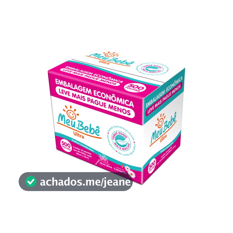 TOALHA UMEDECIDA PACK MEU BEBE ULTRA 500 FOLHAS - Caixa com 10 Pacotes de 50 Unidades