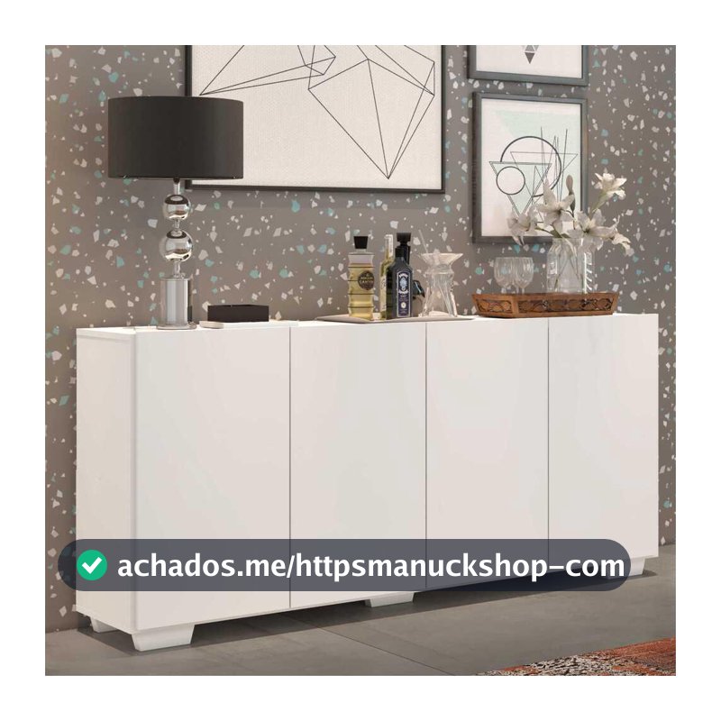 Aparador Buffet 4 Portas com Pés Quadrados Veneza Multimóveis Branco