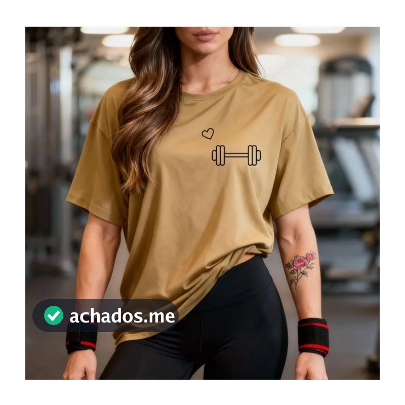 Blusão Tshirt Oversized 100% Algodão Camiseta Feminina Gym Treino Academia Fitness
