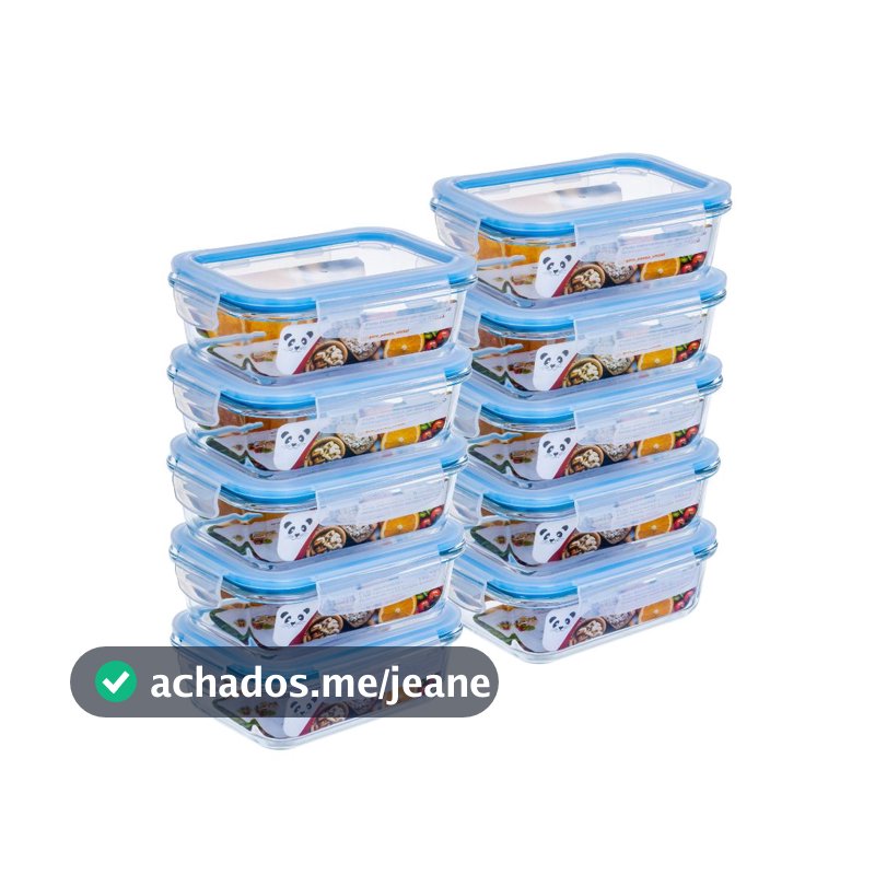 Potes Herméticos Porta Mantimentos Vidro Retangular Kit 3 4 5 6 10 12 Un 370 640 1040ml Marmita GP Home