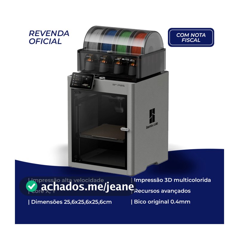 Impressora 3D Bambu Lab P2S + AMS 2 Pro (Combo) + Nota Fiscal + Suporte
