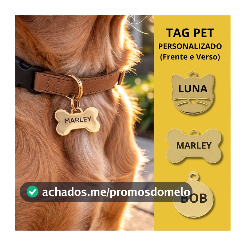 Pingente Tag Identificação Pet Gato Cachorro Gravação Laser