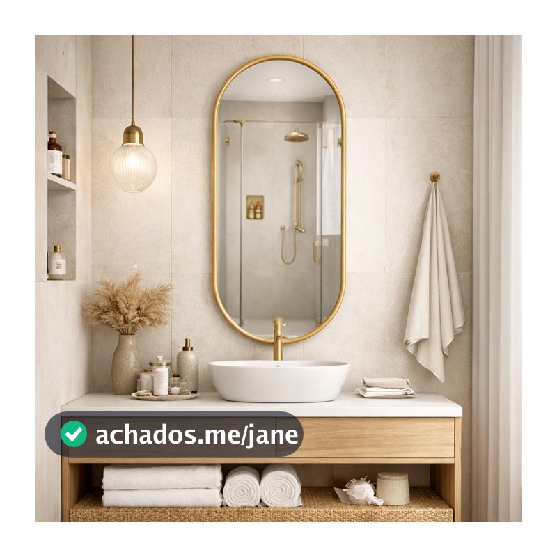 Espelho Orgânico Cápsula 110x50cm Grande Decorativo Para Parede Com Pendurador Sala Quarto Banheiro