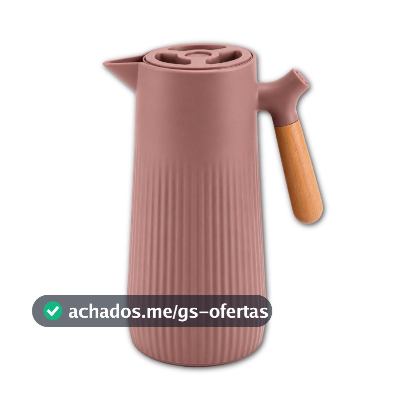 Garrafa Térmica de Café Chá 1L Rose Resistente c/ Cabo de Bambu Alta Durabilidade