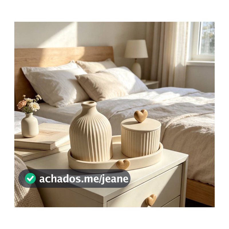 Kit Vaso + Pote com Bandeja  Decoração Elegante  Presente Exclusivo