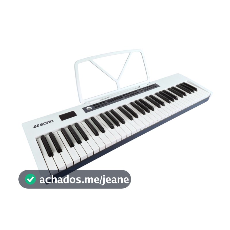 Teclado Musical Sonn SN-TC02W 61 Teclas Função Sustain Branco 300 Timbres e Ritmos 50 Músicas Demo para Iniciantes