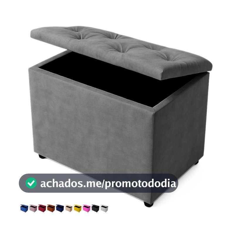 Baú Retangular Banquinho Suede e Corino Decorativo Guarda Objetos Organizador Puff Pufe