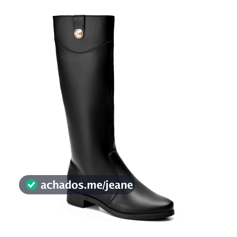 Bota Feminina Lumiss Montaria Rasteira Cano Alto Bico Redondo