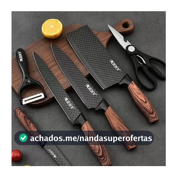 Conjunto De Facas Inox 6 Peças Antiaderente Com Cabo Reforçado Descascador E Tesoura Cozinha