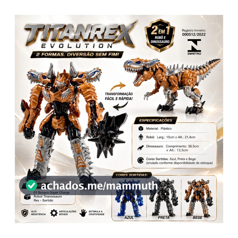 Boneco Robô Transformável Tiranossauro Rex Brinquedo Infantil Dinossauro Interativo cor sortida