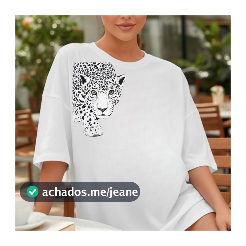 Camiseta Oversized Feminina Academia Fitness 100% Algodão Camisetão Onça