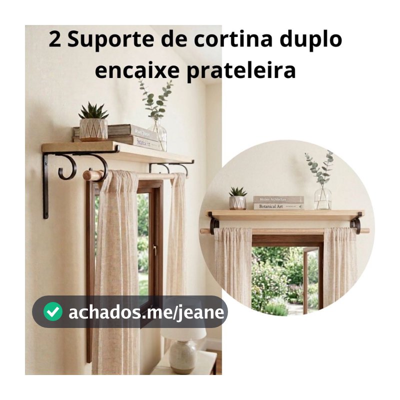 2 Suporte cortina duplo P/prateleira metal