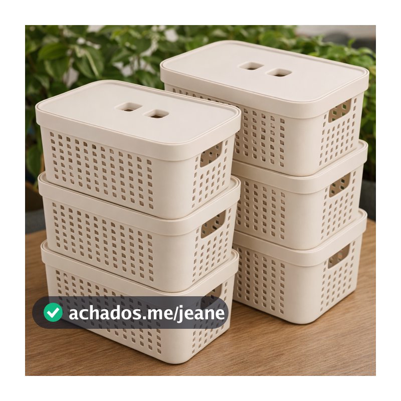Kit 6 Caixas Organizadoras Com Tampa 2 Litros Cesto Grande em Plástico