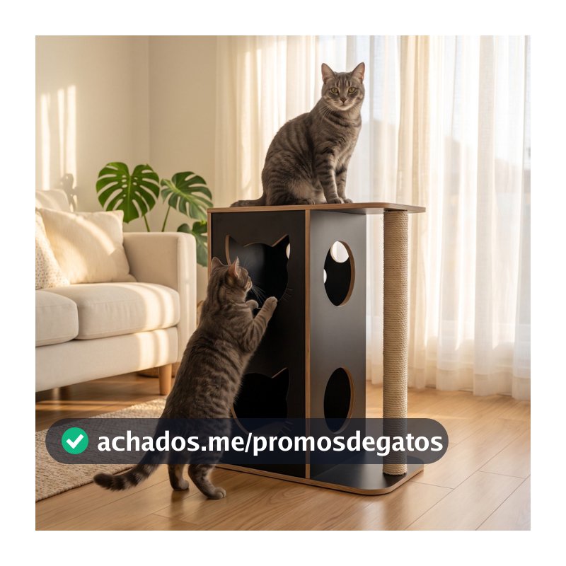 Arranhador para Gatos Grande MDF 15mm Reforçado Casinha de Gato com Arranhador Toca Torre Playground