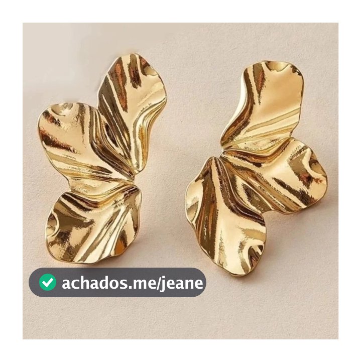 Brinco Meia Pétala Orgânico Feminino Folheado Ouro e Prata Elegante
