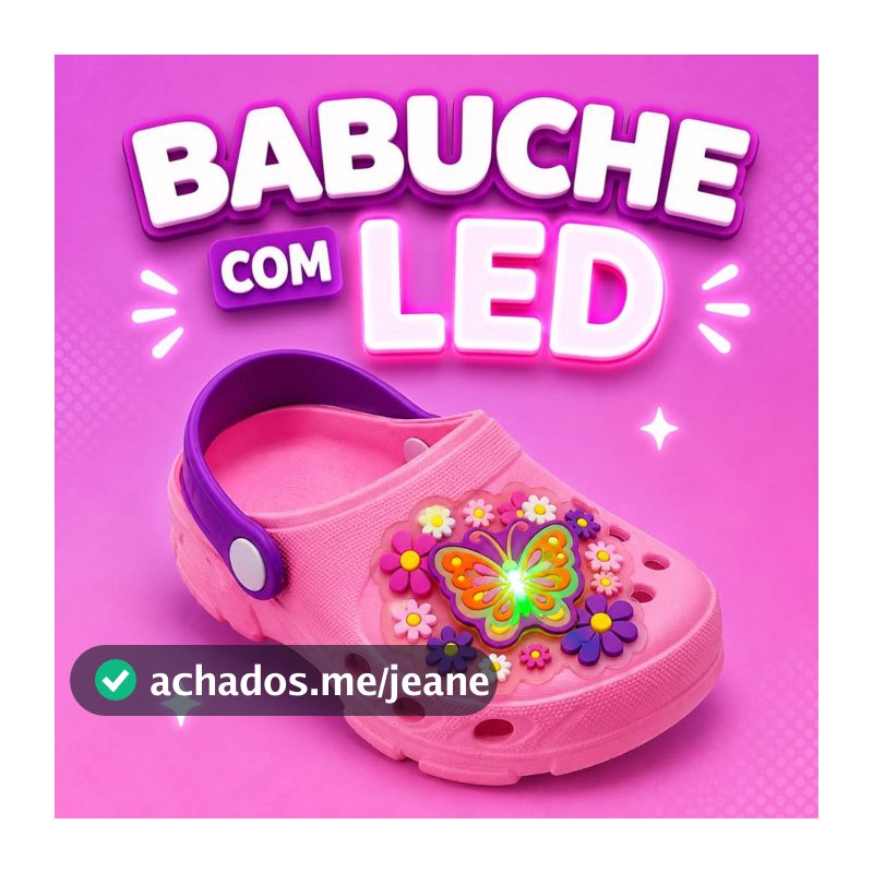 Sandália Babuche Menina Led Infantil Confortável Delicado Antiderrapante