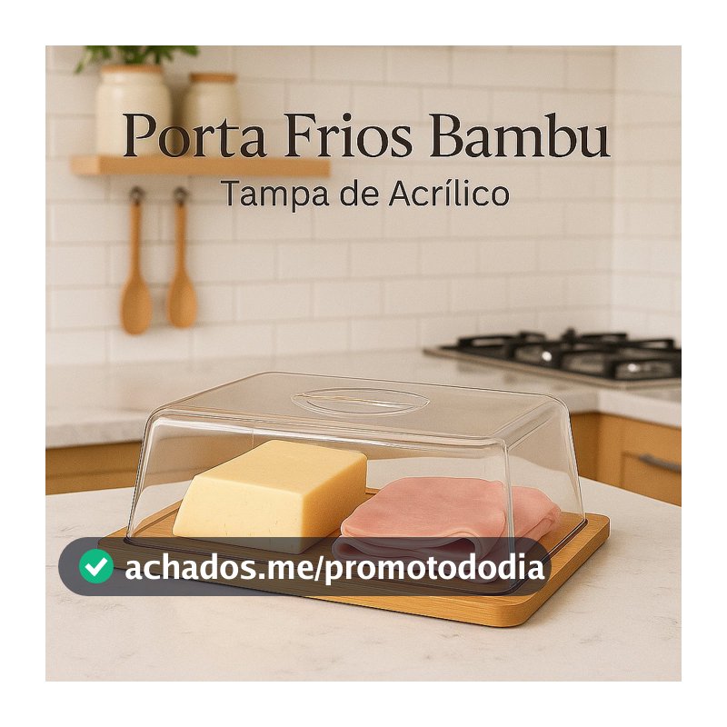 Porta Frios Bambu Tampa De Acrílico Presunto Queijo Mesa Posta Organização Cozinha ENVIO IMEDIATO