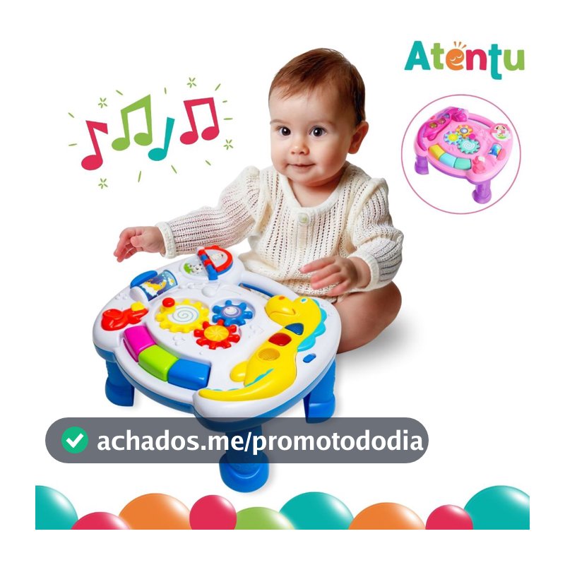 Mesa de Atividades Infantil Musical e Luzes Didática Interativa Divertida