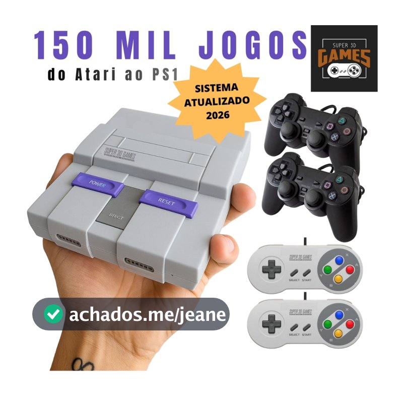 Mini Retro Super 3D Games Snes com 4 controles e mais de 150 mil jogos Super 3D Games